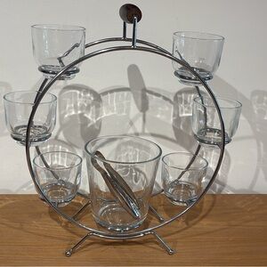 Vintage Ferris wheel Elegant Glass Drinkware Set with ice bucket and tongs